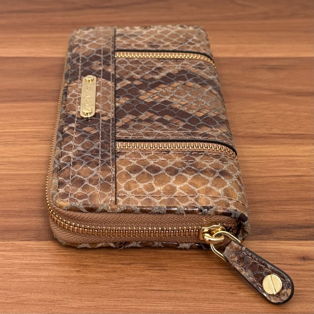 Michael Kors Moxley Brown Python Leather Gold Zip… - image 4